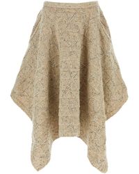 Bottega Veneta - Checked-Knit Asymmetric-Hem Wool Midi Skirt - Lyst