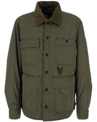Moncler - 'Waterton' Down Jacket With Contrasting Collar And Logo Patch On The Sleeve - Lyst