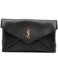 Saint Laurent - Envelope Cassandre Large Leather Clutch - Lyst