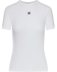 Celine - Slim Fit Cotton T-Shirt With Logo - Lyst