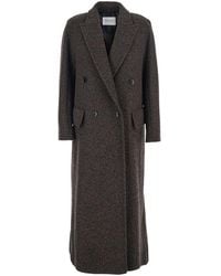 Max Mara - Double-Breasted Coat With Peak Revers Virgin Wool - Lyst