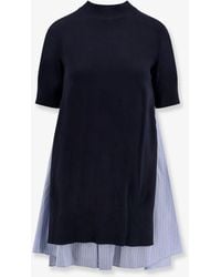 Sacai - Cotton Dress With Fabric Inserts - Lyst