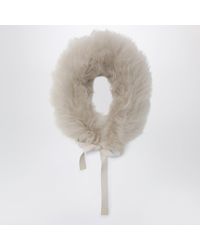 Max Mara - Ivory Shearling Collar - Lyst