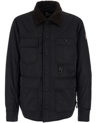 Moncler - 'Waterton' Down Jacket With Contrasting Collar And Logo Patch On The Sleeve - Lyst