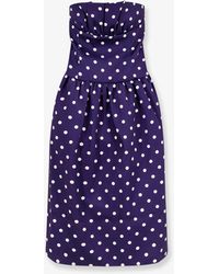 SELF PORTRAIT Satin dotted midi dress ワンピース Self Portrait Navy Polka Dot Satin Midi Dress | Shopbop