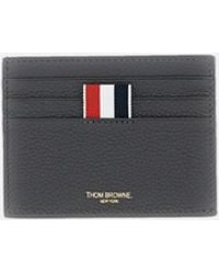 Thom Browne - Single Card Holder Soft Pebble Grain Leather - Lyst