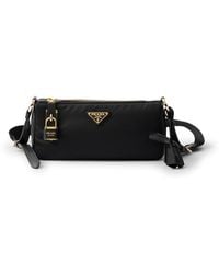 Prada - Small Re-Nylon And Leather Shoulder Bag With Padlock - Lyst