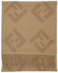 Fendi - Scarf With Fringed Hem And All-Over Ff Motif - Lyst