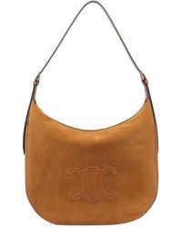 Celine Heloise Large Leather Hobo Bag in Brown | Lyst