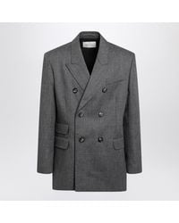 Ami Paris - Double-Breasted Carbon Virgin Wool Blazer - Lyst