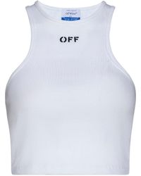 Off-White c/o Virgil Abloh - Off- Ribbed Rowing Logo Cropped Top - Lyst