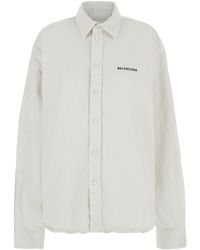 Balenciaga - Shirt With Lettering Logo Embroidered On The Front - Lyst
