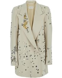Dries Van Noten - Double-Breasted Jacket With Peak Revers And All-Over Jewel Embellishment - Lyst