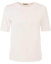 Herno - Cotton T-Shirt With Logo Buttons On The Sides - Lyst