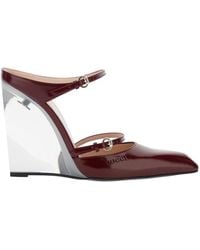 Gucci - Mules With Embossed Logo Lettering On The Front And Transparent High Wedge Heel - Lyst