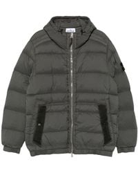Stone Island - Quilted Hooded Down Jacket With Distinctive Patch Logo - Lyst