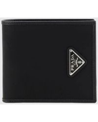 Prada - Re-Nylon And Saffiano Leather Wallet With Logo - Lyst