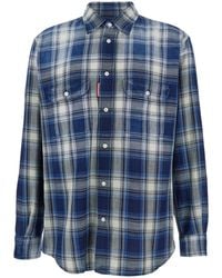 DSquared² - Shirt With Classic Collar And All-Over Check Motif - Lyst