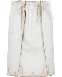 Prada - Calf Leather Midi Skirt - Lyst