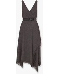 Dior - Dior Virgin Wool Tweed Dress With Leather Belt - Lyst