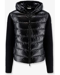 Moncler - Nylon Jacket With Wool And Cashmere Blend Sleeves - Lyst