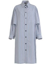 Bottega Veneta - Light Cotton Striped Dress - Lyst