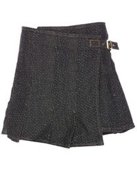 Ganni - Fluffy Denim Wrap Skirt - Lyst