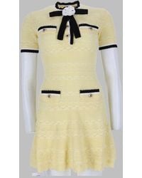 Self-Portrait - Knit Mini Dress With Bow Detail - Lyst