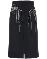 Dries Van Noten - Midi Skirt With Beaded Embellishments Wool Polyamid - Lyst