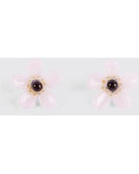 Alaïa - Bloom Flower-Shaped Glass And Brass Stud Earrings - Lyst