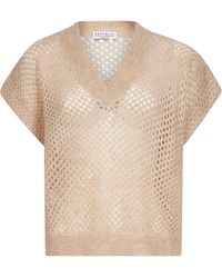 Brunello Cucinelli - Dazzling Mesh V-Neck Sweater - Lyst