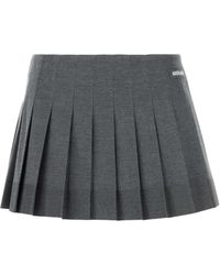 Miu Miu - Dark Silk Blend Mini Skirt - Lyst
