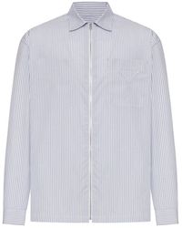 Prada - Cotton Poplin Shirt With Striped Pattern - Lyst