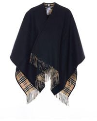 Burberry - Reversible Check Wool Cape - Lyst