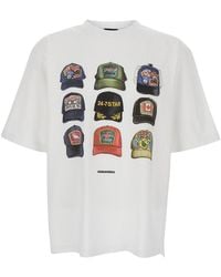 DSquared² - T-Shirt With Front Print And Back Logo - Lyst