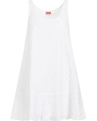 KENZO - Elegant Broderie Anglaise Mini Dress - Lyst