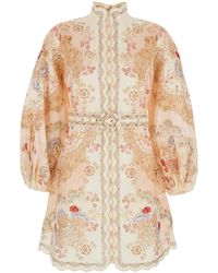 Zimmermann - 'Daylight' Midi Dress With Long Puffed Sleeves And All-Over Floral Print - Lyst