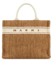 Marni - Two-Tone Raffia Small Shopping Bag - Lyst