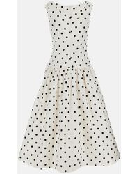 white and pink embroidered dress Floral Embroidered Mesh Midi Dress main image 0