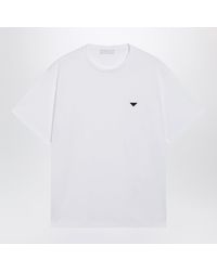 Prada - Boxy Cotton Crew-Neck T-Shirt With Triangle Logo - Lyst
