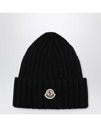 Moncler - Cable-Knit Wool Beanie With Logo - Lyst