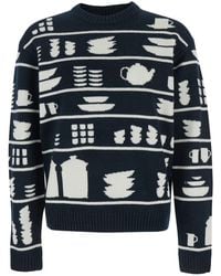 JW Anderson - And Crewneck Sweater With Tableware Motif - Lyst