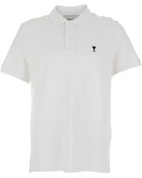 Ami Paris - Polo Shirt With Adc Embroidery On The Front And Classic Cotton Collar For - Lyst