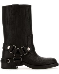 Miu Miu - Dark Leather Ankle Boots - Lyst
