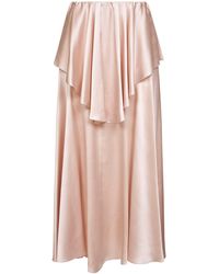 Chloé - Washed Silk Satin Fluid Layered Midi Skirt - Lyst
