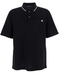 Dolce & Gabbana - Polo Shirt With Contrasting Classic Collar And Logo Embroidery On The Front - Lyst