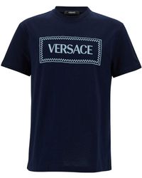 Versace T Shirt With Rhinestone 90's Vintage Logo in Black