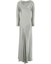 Alberta Ferretti - Long Dress With Draped Details And Long Sleeves - Lyst