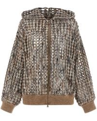 Brunello Cucinelli - 'Balloon Net Embroidery' Cardigan - Lyst
