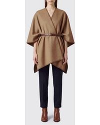 Max Mara - Asymmetric Virgin Wool Cape With V-Neck And Adjustable Belt - Lyst
